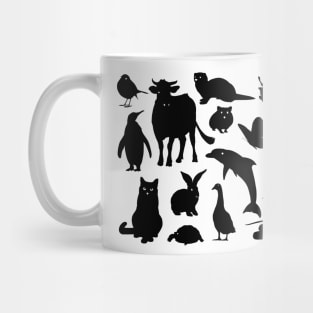 ANIMALS PATTERN Black Silhouette Pet Animal Cool Style Mug